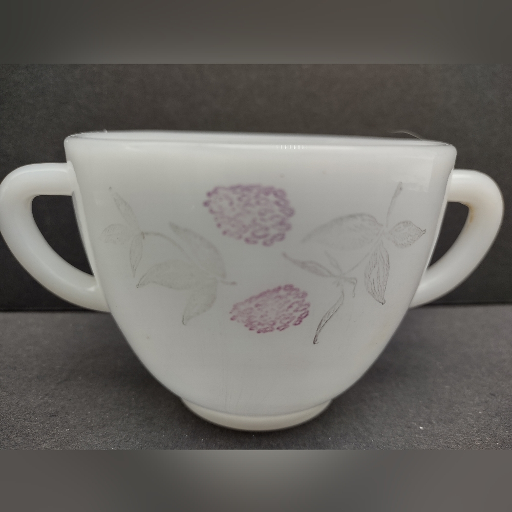 Vintage Federal Pink Clover Sugar Bowl Milk Glass